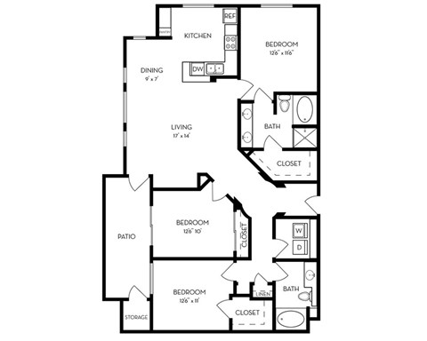 Three Bedroom 1430 sqft